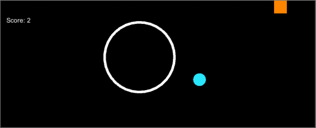 Pictured: a player created bubble, the blue orb that needs protecting, and an orange square that could destroy the orb unless deflected